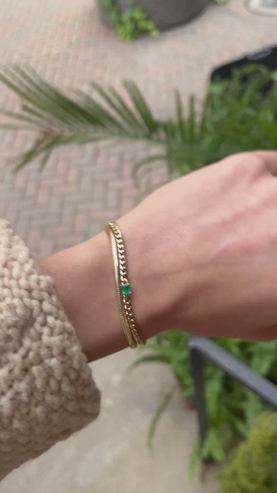 Zoe Chicco 14k Curb Chain + Emerald Bracelet