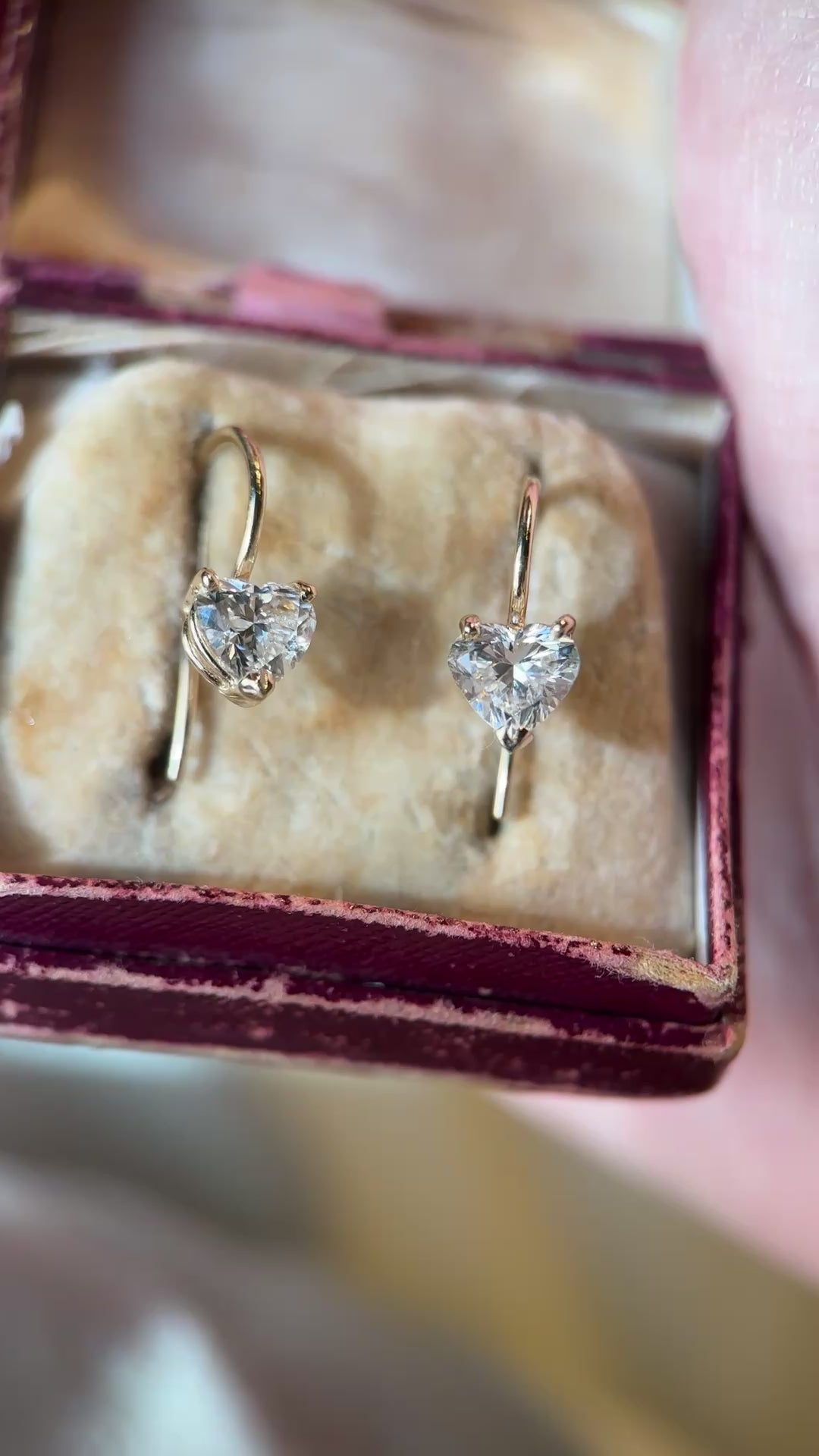 14k Gold Lab Diamond Heart Earrings