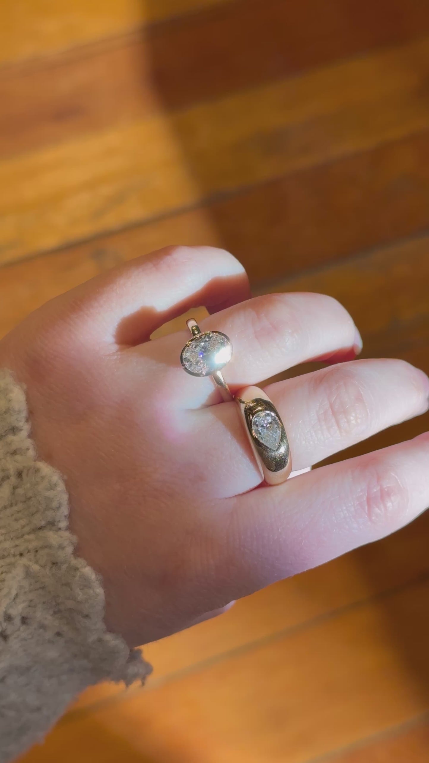 14k Gold Pear Lab Diamond Bezel Ring