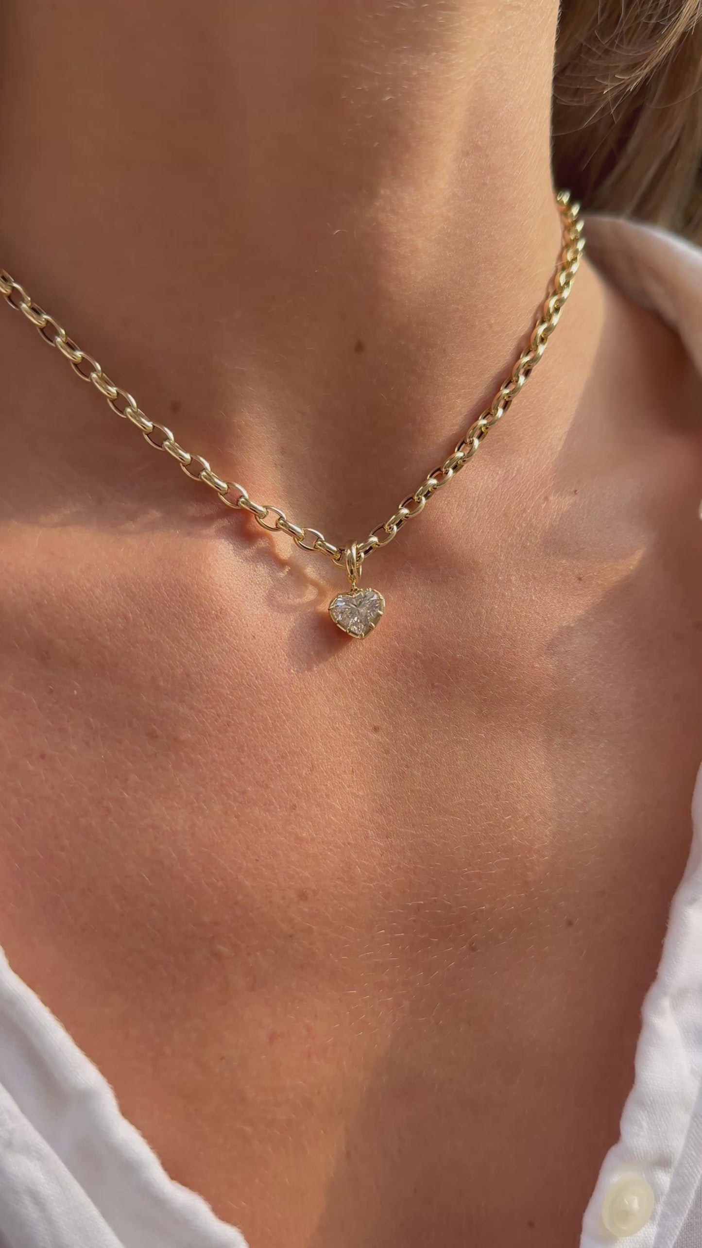 14k Gold Lab Diamond Heart Charm