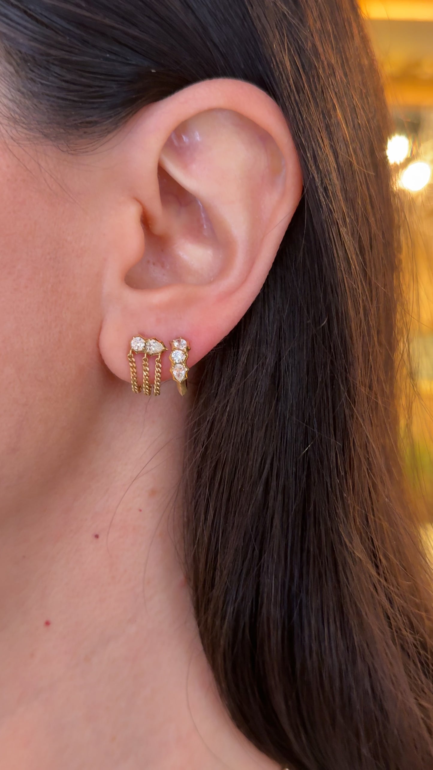 18k Gold Posey Chain Loop Earrings