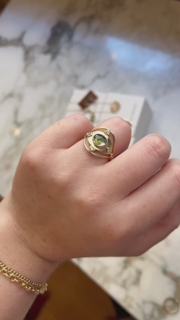 Celine Daoust 14k Tourmaline + Diamond Eye Ring