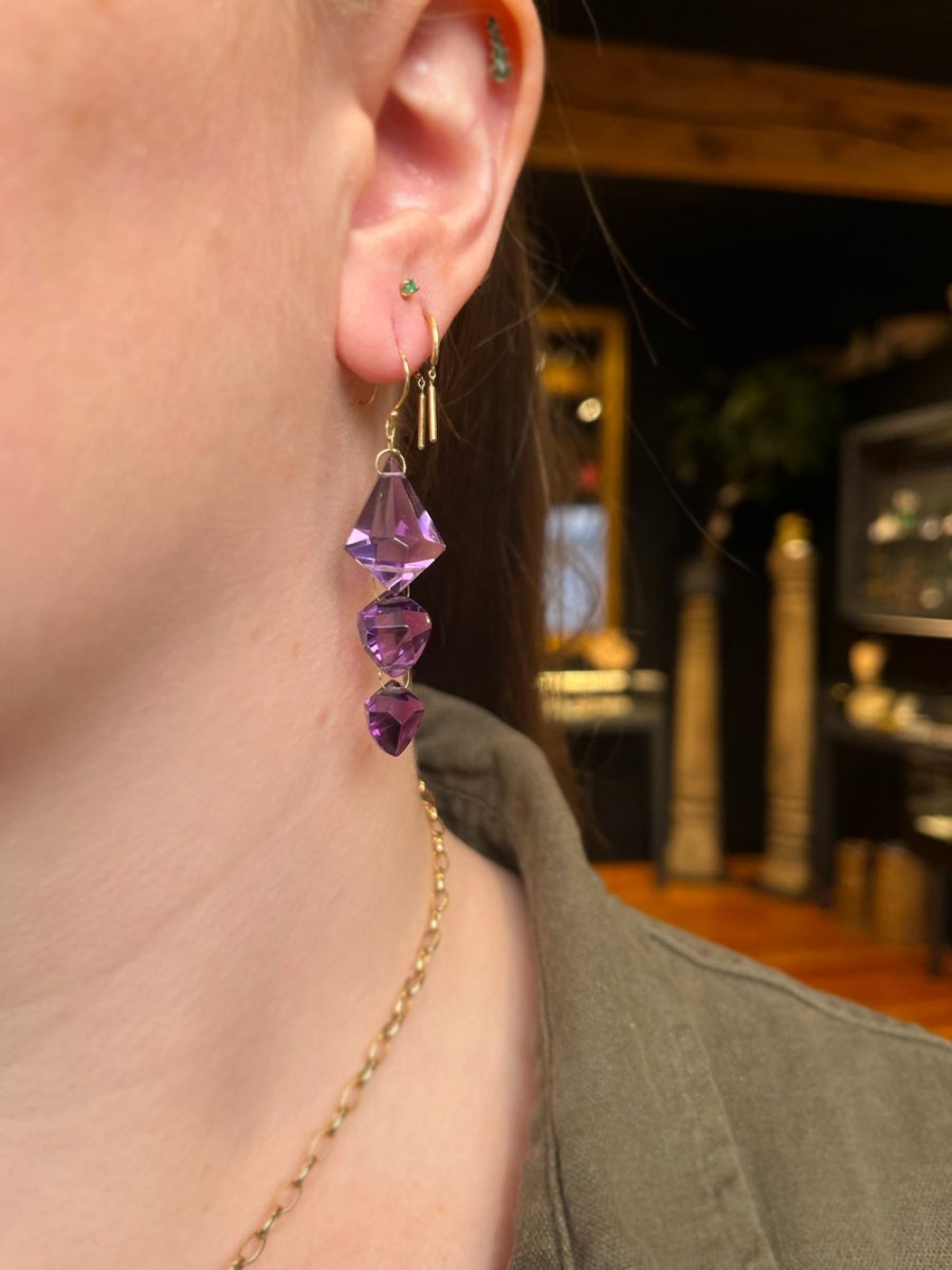 Ten Thousand Things Amethyst Triple Drop Earrings