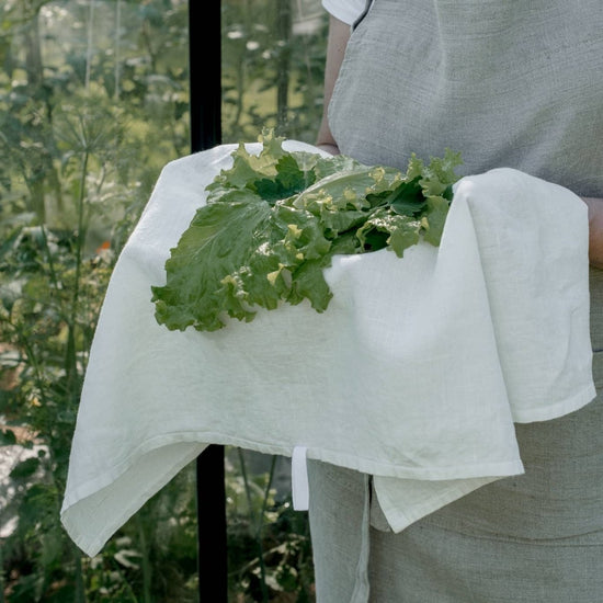 White Linen Kitchen Towel