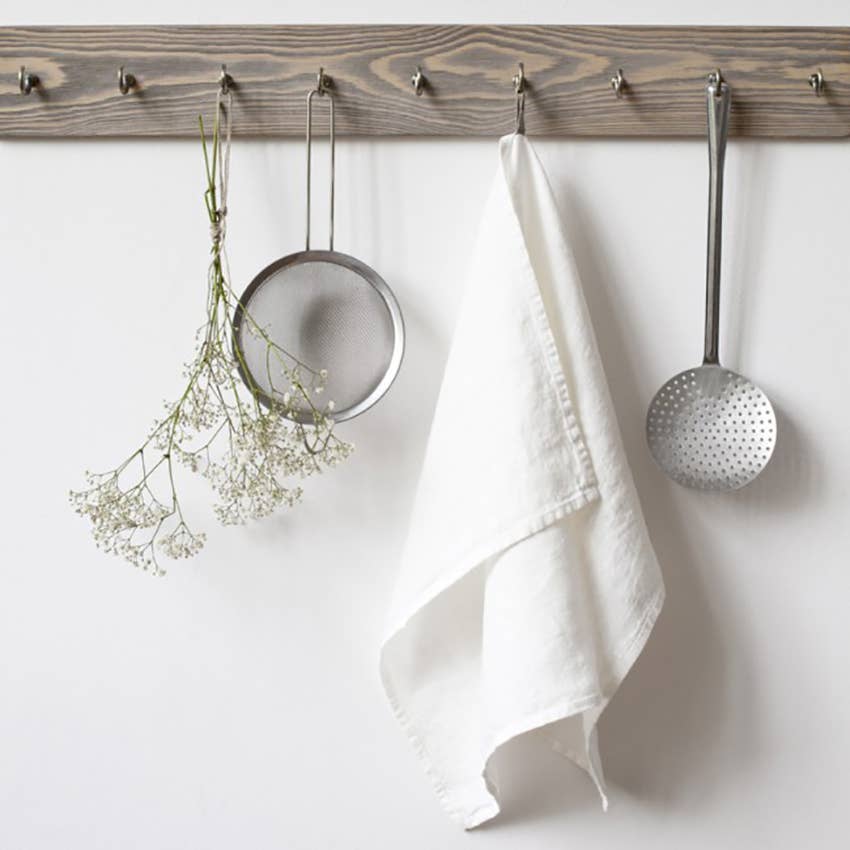 White Linen Kitchen Towel