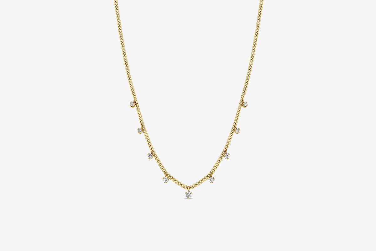 Zoe Chicco 14k 9 Diamond Extra Small Curb Chain Necklace