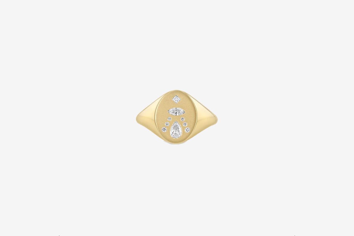 Zoe Chicco 14k Diamond Mosaic Oval Signet Ring