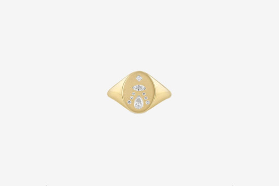 Zoe Chicco 14k Diamond Mosaic Oval Signet Ring