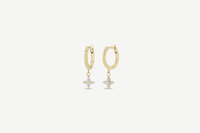 14k Gold Quad Diamond Huggie Earrings