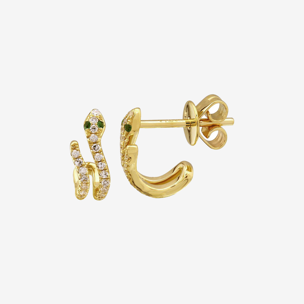 14k Diamond Snake Wrap Stud - Single Earring