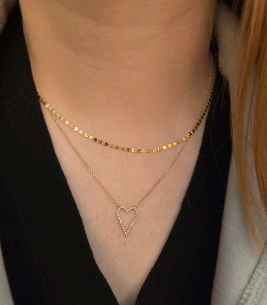 14k Gold Diamond Heart Necklace