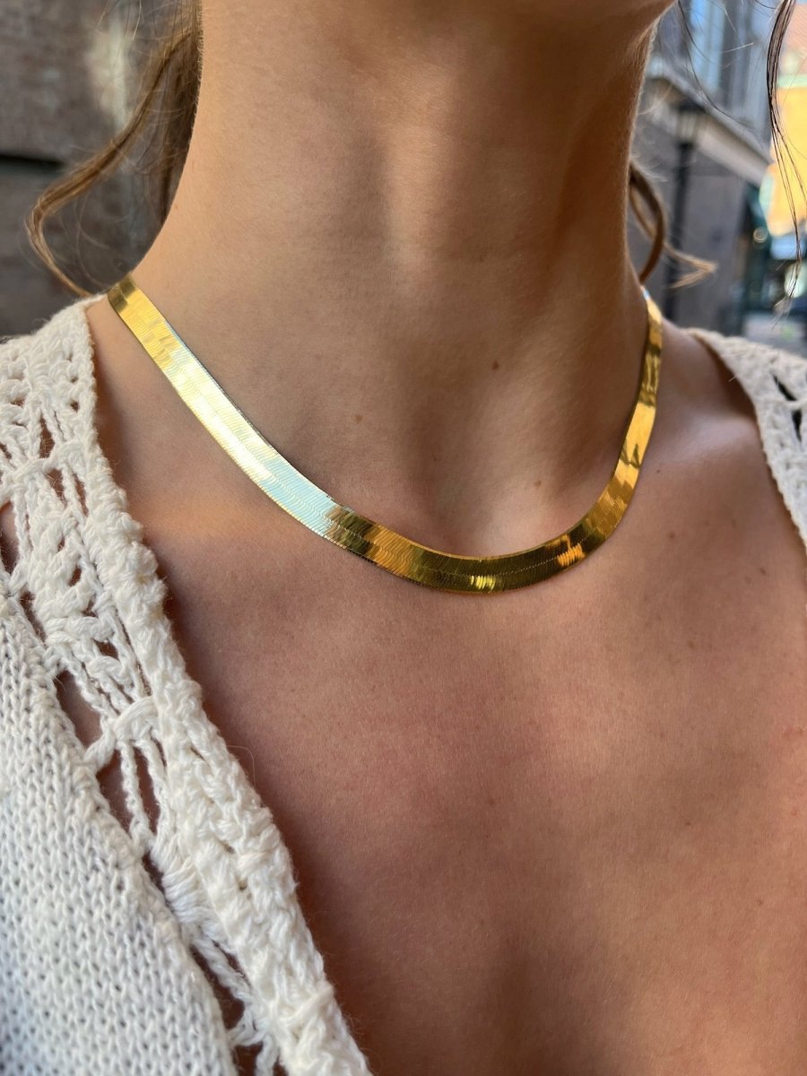 14k Gold Herringbone Necklace