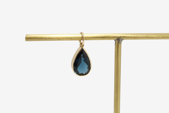 14k Gold Pear London Blue Topaz Pendant