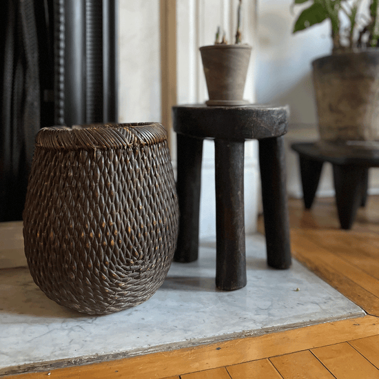 Antique Woven Reed Basket-large