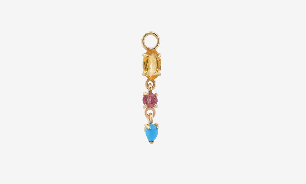 Metier 9k Gold Multi Gemstone Claw Droplet Plaque