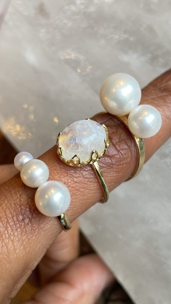 Poppy Finch 14k Gold Double Pearl Ring