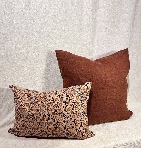 Saffron Linen Feather + Down Pillow