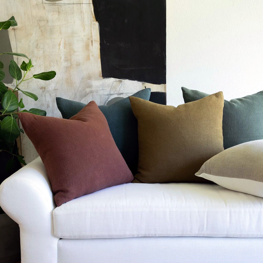 Saffron Linen Feather + Down Pillow