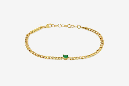 Zoe Chicco 14k Curb Chain + Emerald Bracelet