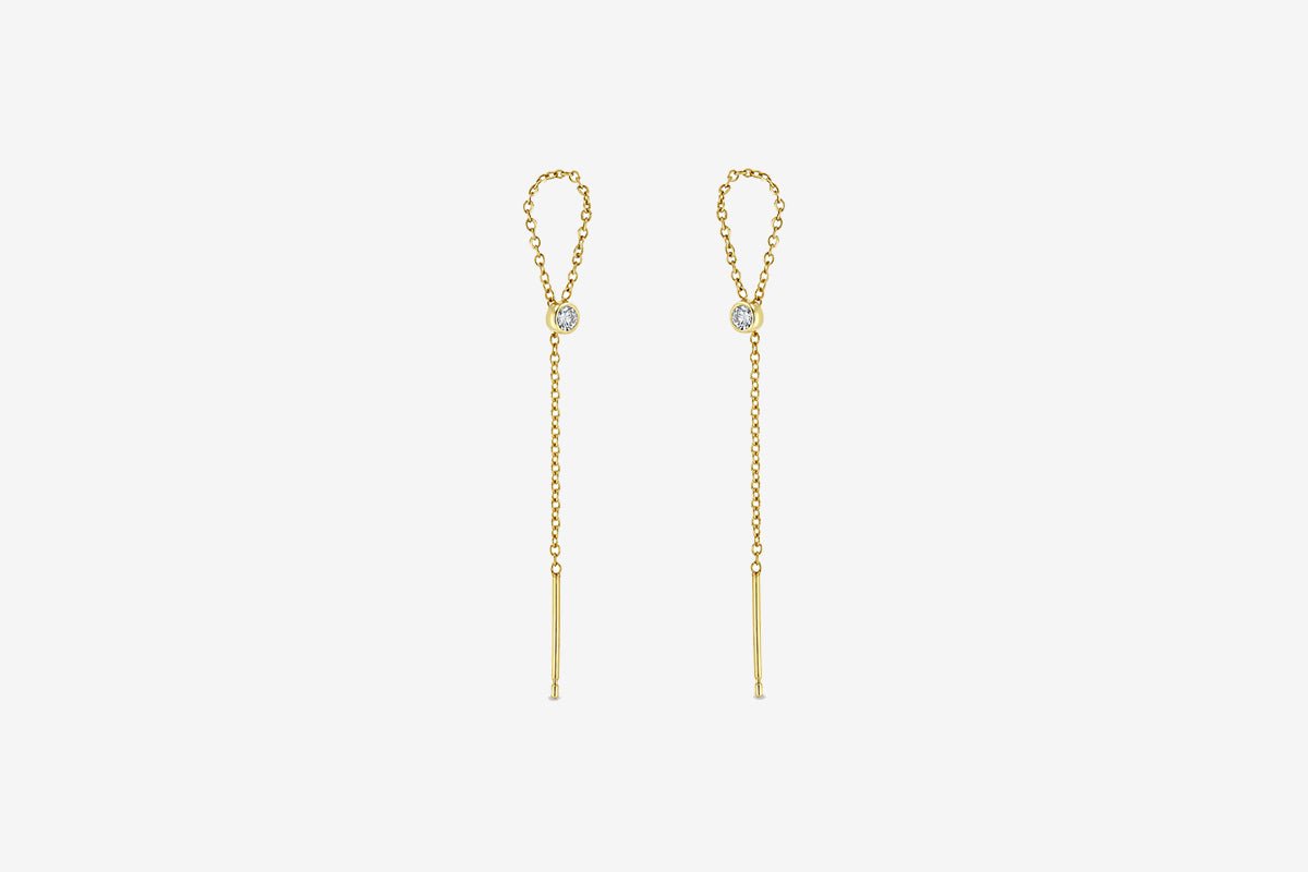 Zoe Chicco 14k Gold Diamond Bezel Threader Earrings