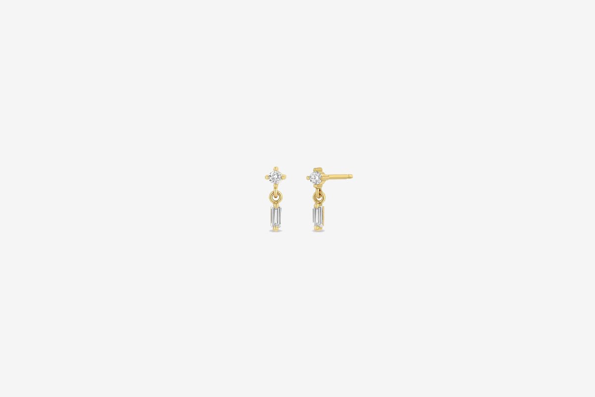 Zoe Chicco 14k Gold Linked Round & Baguette Diamond Drop Earrings